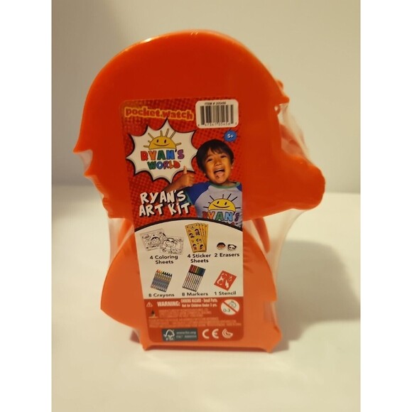 Ryan's World Art Kit Case ~Color Sheets Stickers Erasers Crayons Markers Stencil - Picture 3 of 5